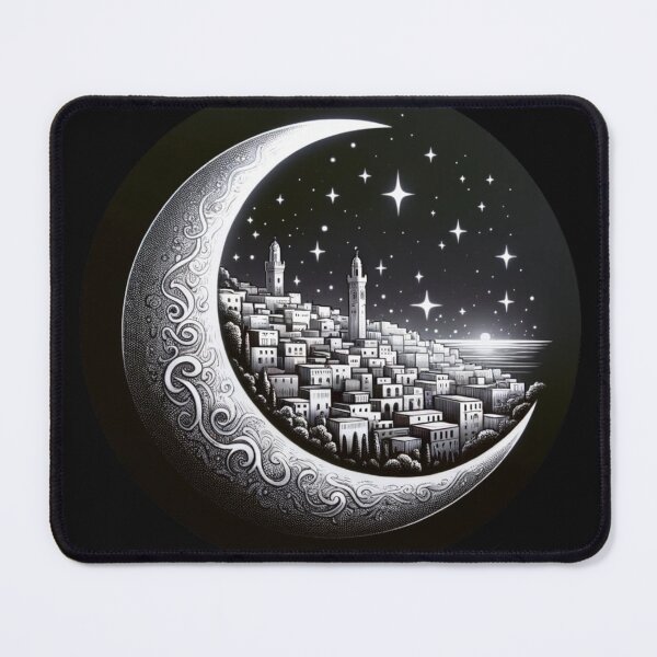 Item preview, Moonlight over Algiers: Urban Reflection in Black and White designed and sold by DilouDilou.