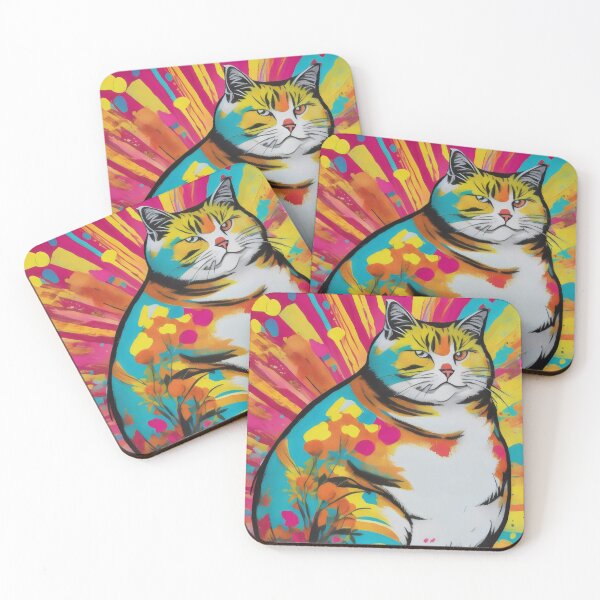 Item preview, Blissful Chonk: Happy Pop Art Fat Cat designed and sold by MillennialVibe.