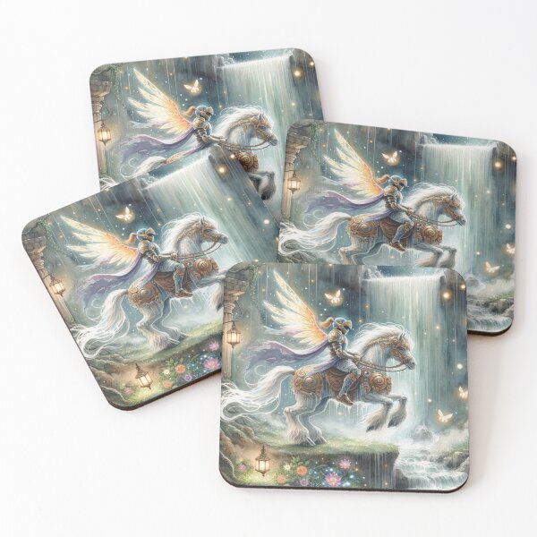Item preview, Ethereal Knight Riding a Horse Next to Waterfall  designed and sold by ScroggMcGoose.