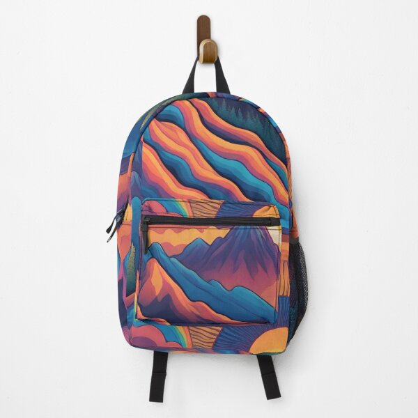 Item preview, Colorful Psychedelic Rainbow Mountain Valley Nature Beautiful Sunset designed and sold by GoodNaturedAI.