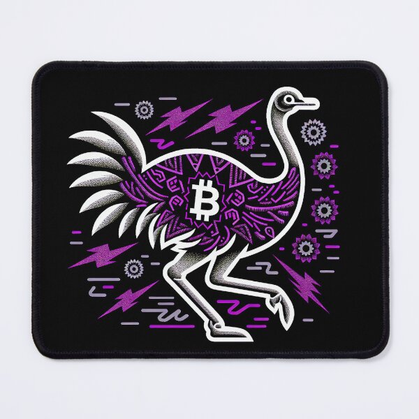 Item preview, $NOSS "Lightning Stride: Silhouette of Racing Ostrich and BTC" designed and sold by zzz888.
