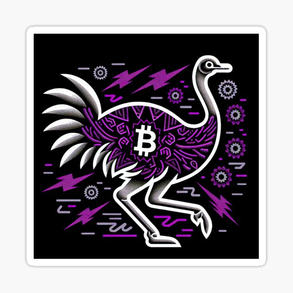 Item preview, $NOSS "Lightning Stride: Silhouette of Racing Ostrich and BTC" designed and sold by zzz888.