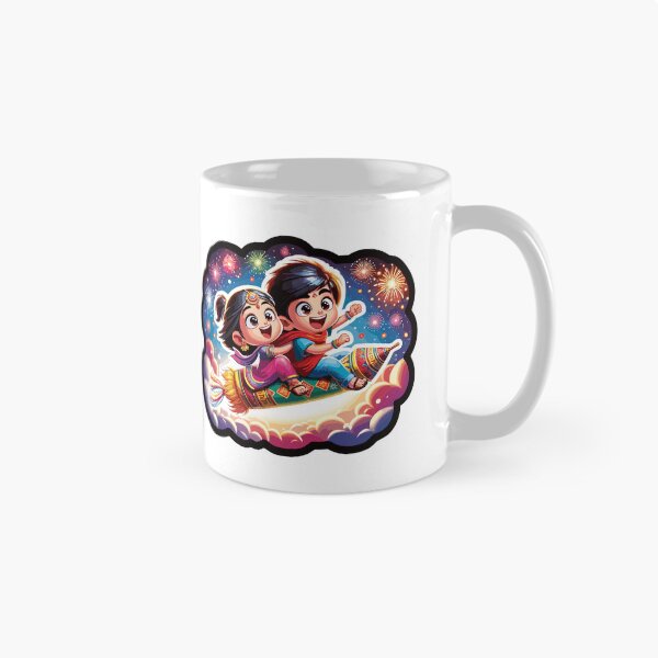 Item preview, Magical Sky Adventure - Raksha Bandhan Siblings on a Firework Rocket designed and sold by toobel.