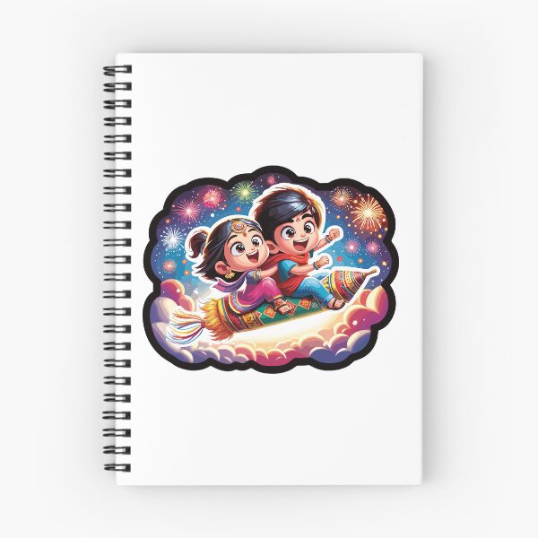 Item preview, Magical Sky Adventure - Raksha Bandhan Siblings on a Firework Rocket designed and sold by toobel.