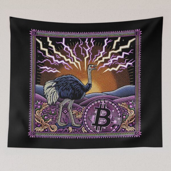 Item preview, $NOSS "Sunrise Surge: Ostrich's Purple Lightning BTC" designed and sold by zzz888.