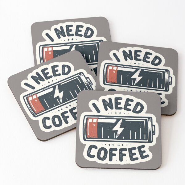 Item preview, I Need Coffee - Low Battery Level designed and sold by Domi Creatives.