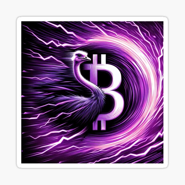 Item preview, $NOSS  "Epic Lightning: Majestic Purple Ostrich and BTC" designed and sold by zzz888.