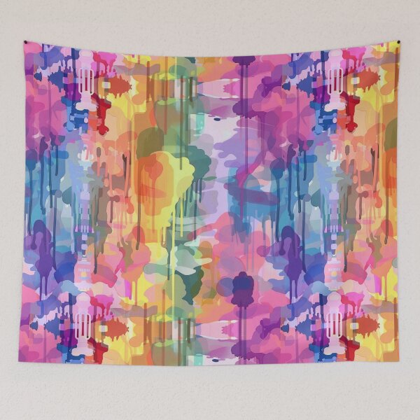 Item preview, Vibrant Multicolored Abstract Drip Painting With Vertical Streaks - 5 designed and sold by Reichcorp.