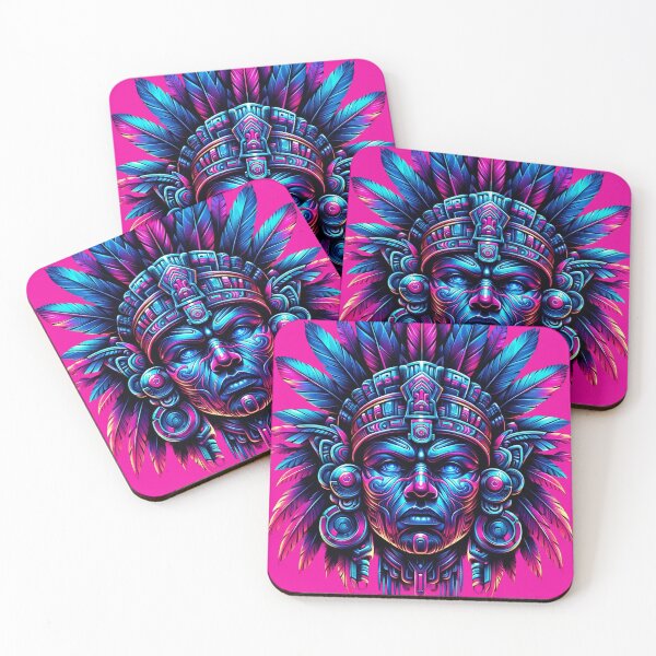 Item preview, Neon Aztec Warrior Headdress Art designed and sold by WickedAI.