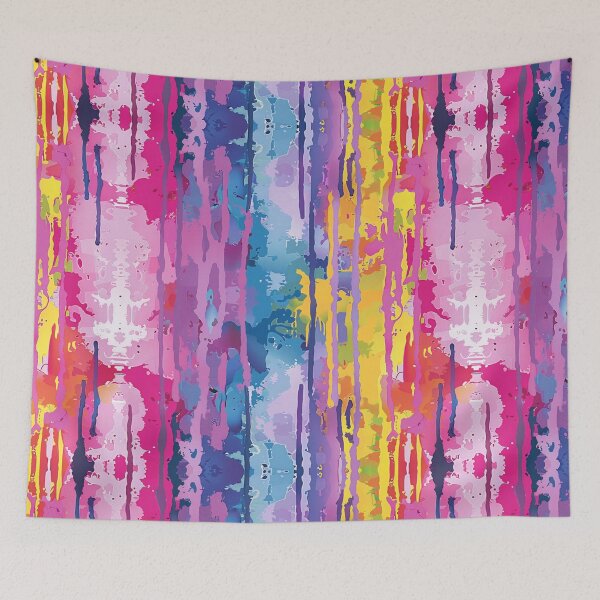Item preview, Vibrant Multicolored Abstract Drip Painting With Vertical Streaks - 6 designed and sold by Reichcorp.