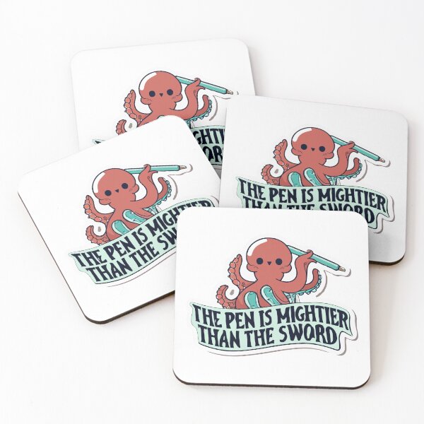 Artikelvorschau, Mighty Octopus Federkiel – minimalistisches Weisheitsdesign entworfen und verkauft von NiftyWrx.