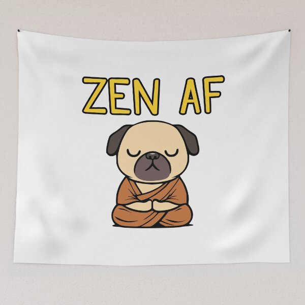Item preview, Cute Zen AF Meditating Cartoon Monk Pug Dog designed and sold by Elvin Dantes.