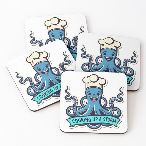 Item preview, Octopus Chef 'Cooking Up a Storm' Cartoon Design designed and sold by NiftyWrx.