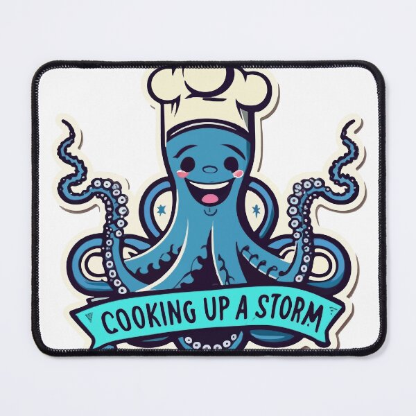 Item preview, Octopus Chef 'Cooking Up a Storm' Cartoon Design designed and sold by NiftyWrx.