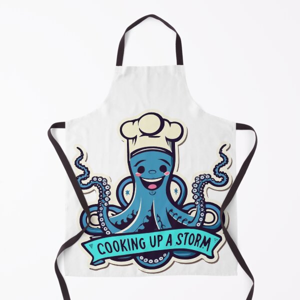 Item preview, Octopus Chef 'Cooking Up a Storm' Cartoon Design designed and sold by NiftyWrx.