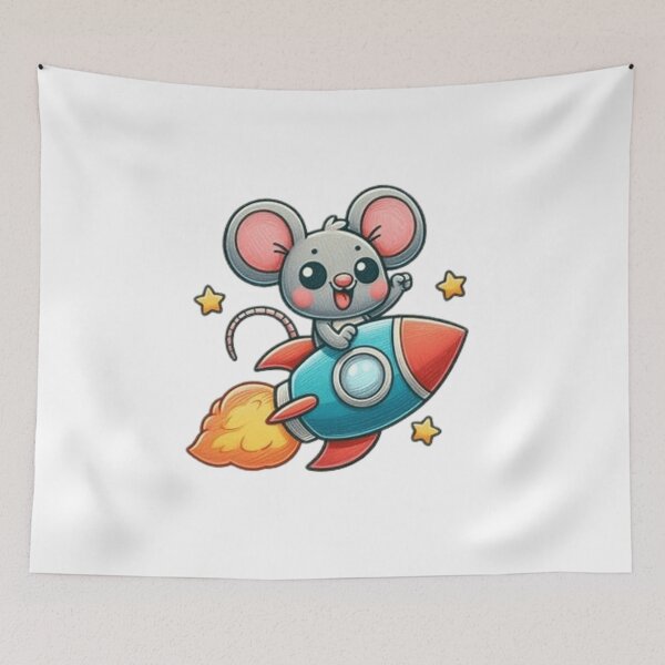 Item preview, Cute mouse flying on rocket  designed and sold by Culmika.