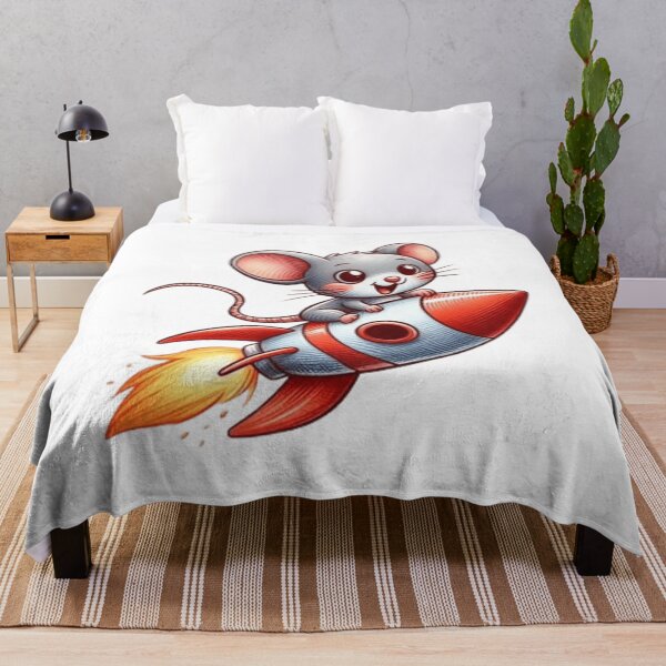 Item preview, Cute mouse flying on rocket designed and sold by Culmika.