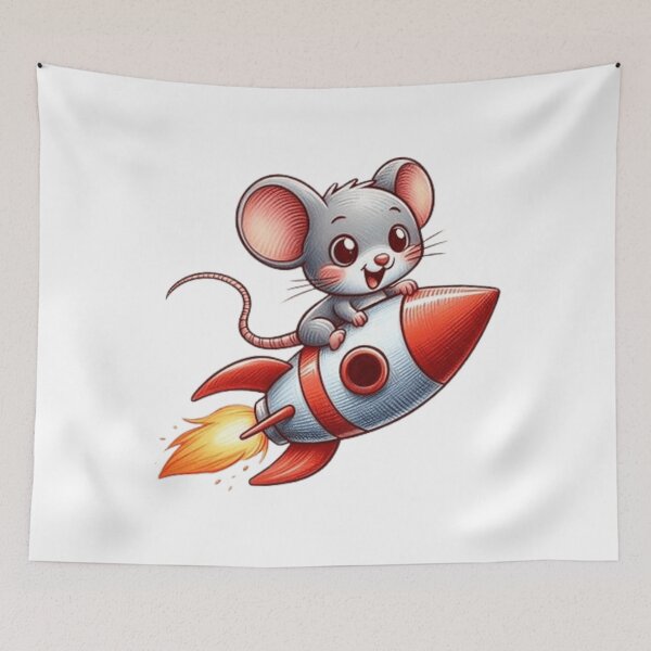 Item preview, Cute mouse flying on rocket  designed and sold by Culmika.