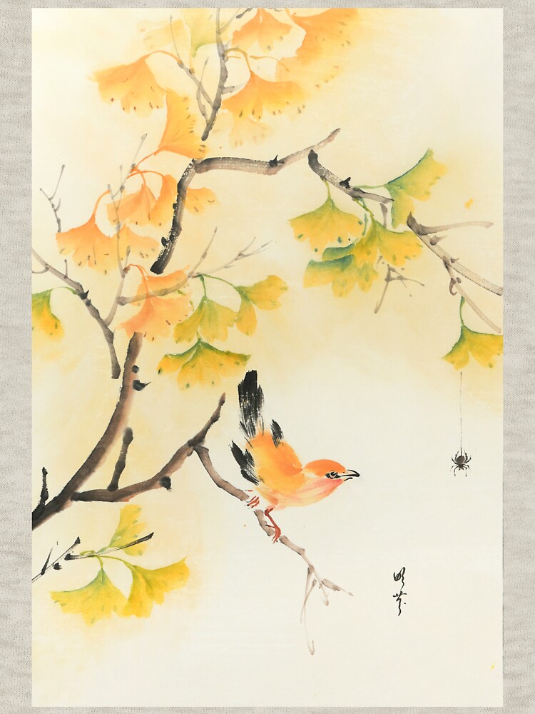 Thumbnail 7 of 7, Classic T-Shirt, Bird under the Ginkgo Tree - Traditional Chinese Ink Painting designed and sold by mingjan.