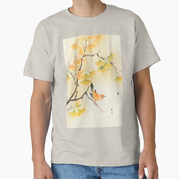 Bird under the Ginkgo Tree - Traditional Chinese Ink Painting Classic T-Shirt