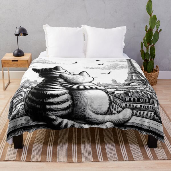 Item preview, Two cuddling cats are watching the Eiffel tower in Paris, drawing designed and sold by Coolparrotgirl.