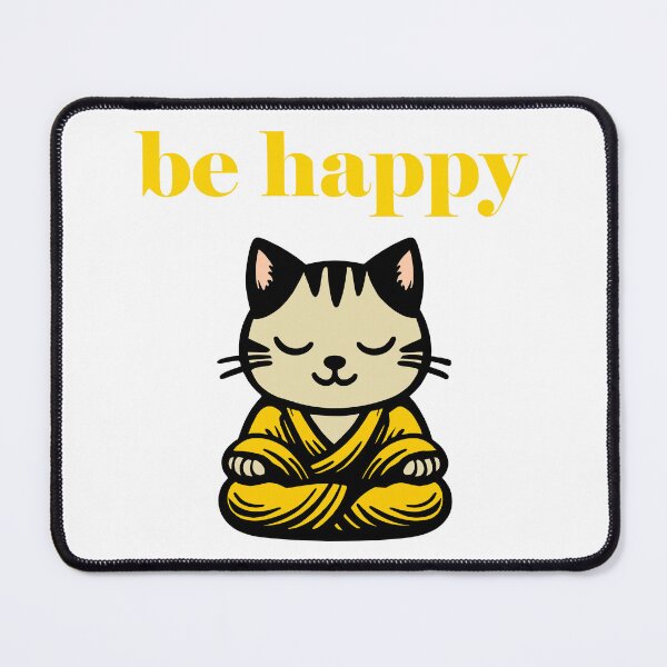 Item preview, Cute Be Happy Meditating Cartoon Monk Cat designed and sold by Elvin Dantes.