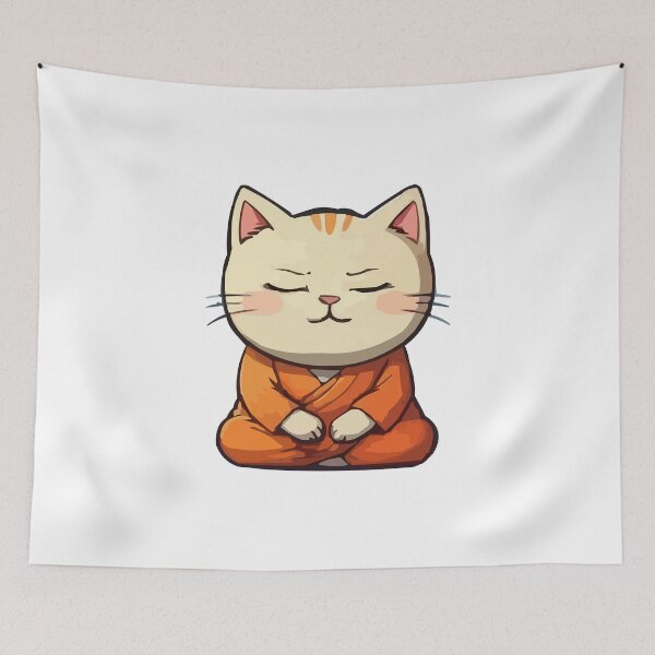 Item preview, Cute Meditating Cartoon Monk Cat designed and sold by Elvin Dantes.