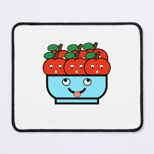 Item preview, Cute Funny Kawaii Blue Bowl With Red Cherries designed and sold by Sunserize Designs.