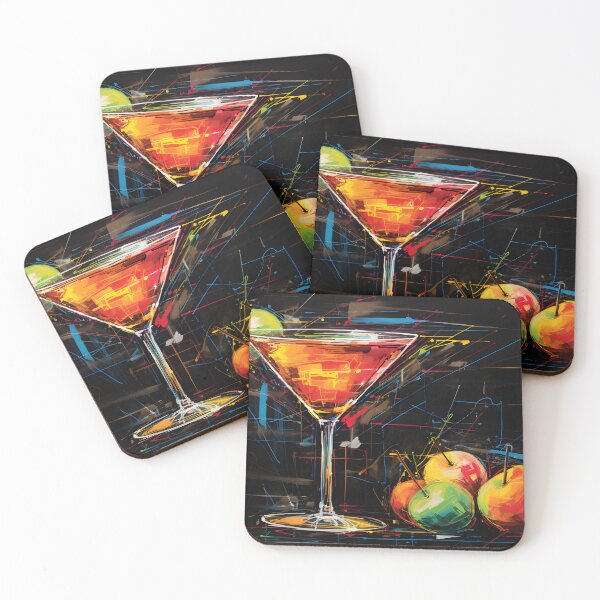 Item preview, The Dance of Appletini Tastes- A Vibrant Cocktail Ballet on Chalkboard Generative AI designed and sold by OlfactoART Studio.
