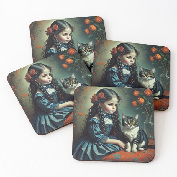 Item preview, Painting of Girl and Cat designed and sold by Paxy Designs.