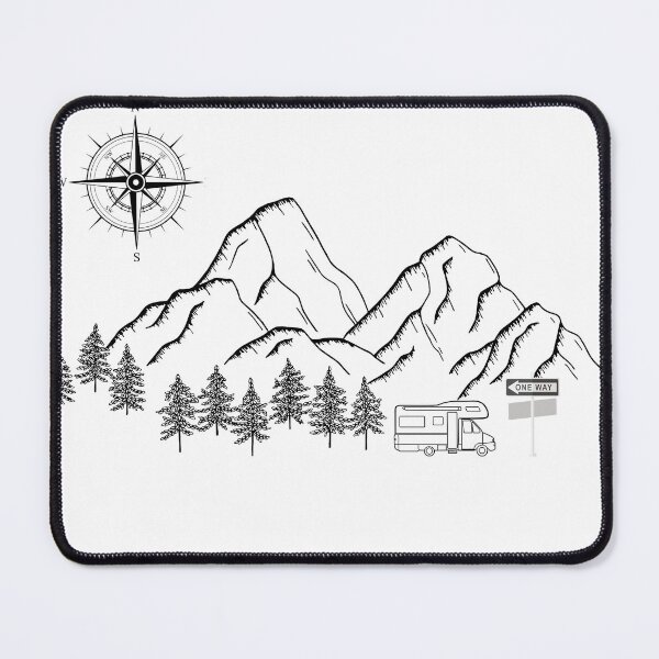 Item preview, Camper traveling in the mountains with a wind rose designed and sold by GuliMerch.