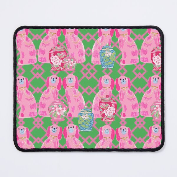 Item preview, Staffordshire dogs and chinoiserie jars in pink and green designed and sold by SophieClimaArt.