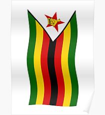 Zimbabwe flag waving vertical Poster
