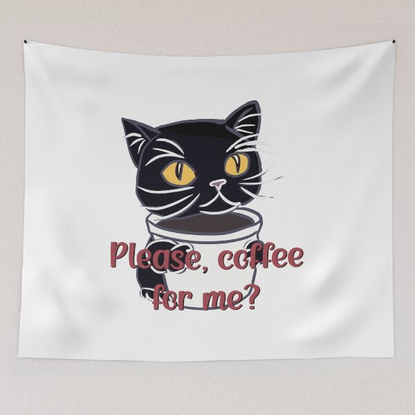 Item preview, Snobby cat begs for coffee  designed and sold by Adasha Knight.