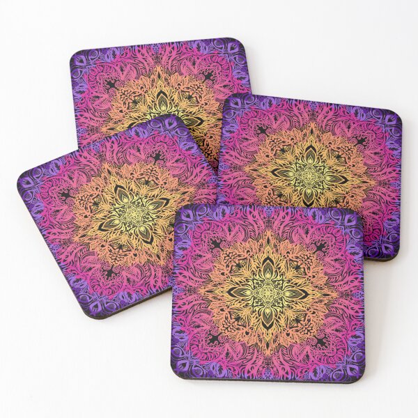 Item preview, Trippy colorful mandala black background designed and sold by Azasart.