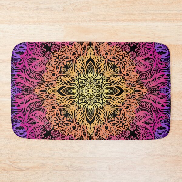 Item preview, Trippy colorful mandala black background designed and sold by Azasart.