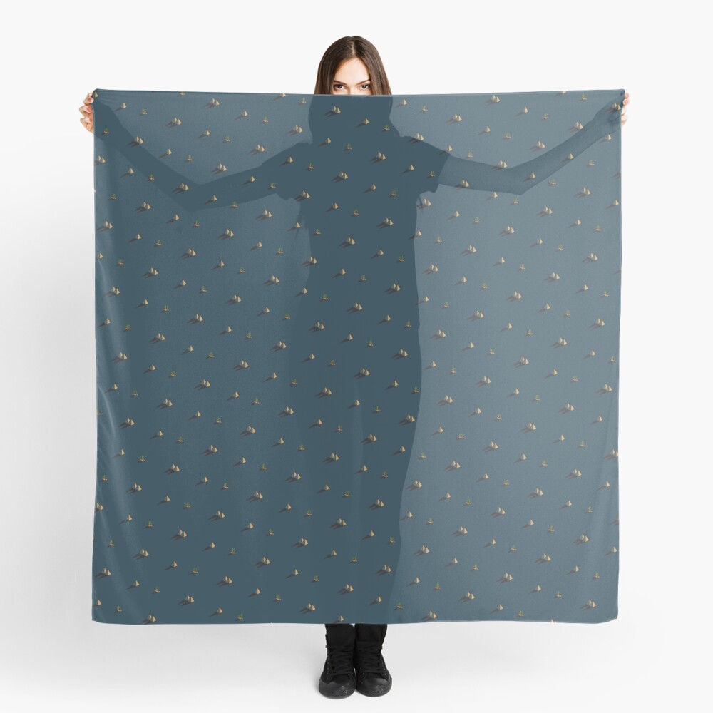 WE PERCEIVE | NIGHT - Egypt pyramid and cactus pattern in DARK BLUE Scarf