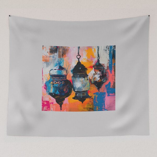 Item preview, Contemporary Canvas- Abstract Ramadan Lantern in Bold Brushstrokes AI Generated designed and sold by OlfactoART Studio.