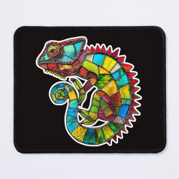 Item preview, Chameleon Camouflaged Against A Stained Glass Window designed and sold by stainedglass101.