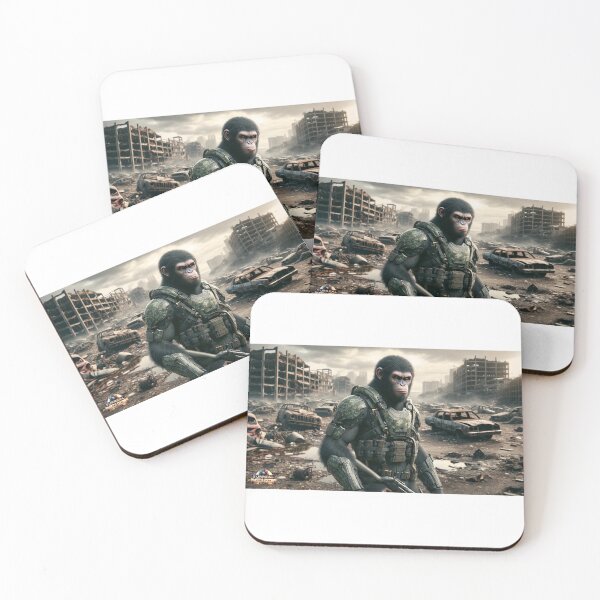 Item preview, Survivor of the Future: The Battle-Ready Humanoid Monkey in a Post-Apocalyptic Wasteland designed and sold by SurrealCreator.