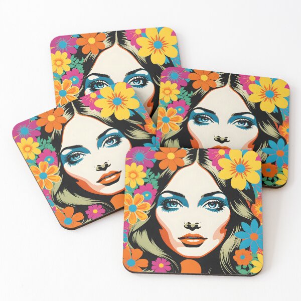 Item preview, Retro 70s, Pop Art,  Portraits, Flower Power, Yellow, orange designed and sold by Prints and Lifestyle.