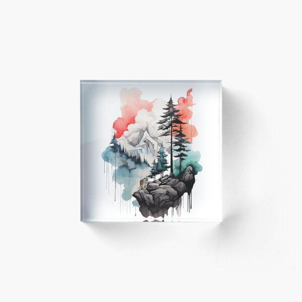 Item preview, Mountain in the Clouds - Watercolor Art designed and sold by HausKatz.