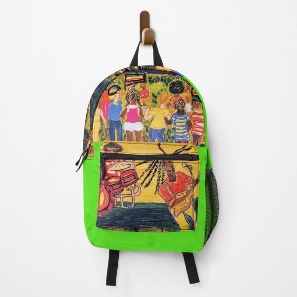 Item preview, Painting of Colorful Outdoor reggae concert with rastafari band on stage designed and sold by ARTiculateVIBES.