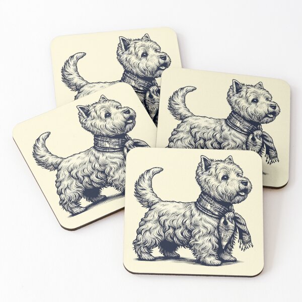 Item preview, West Highland Terrier Retro Vintage Aesthetic Dog Art designed and sold by ElegantCat.