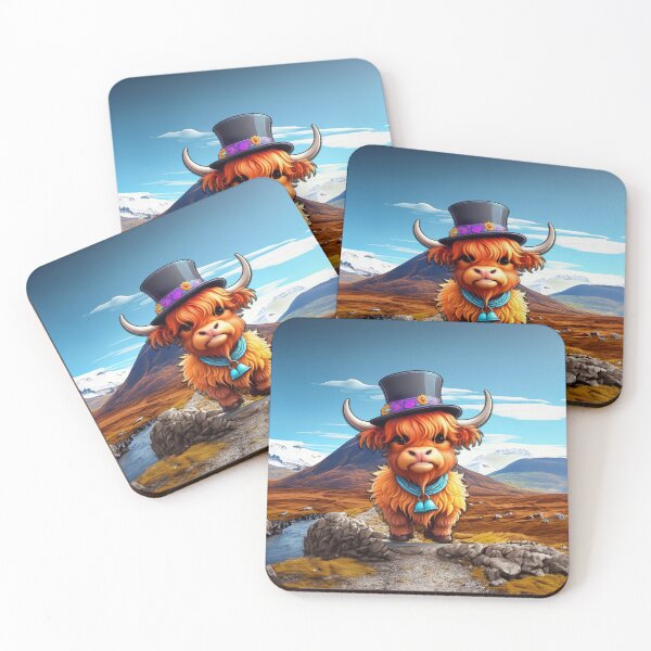 Item preview, Hairy Cow with a Top Hat Highland Dreamscape designed and sold by TechnoWhimsy.