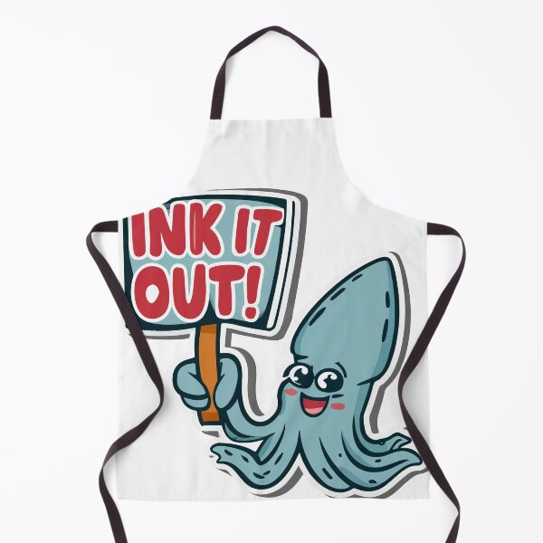 Item preview, Cheerful Squid 'Ink It Out!' Cartoon Placard Design designed and sold by NiftyWrx.