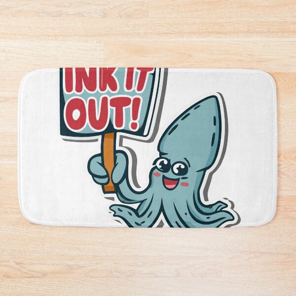 Item preview, Cheerful Squid 'Ink It Out!' Cartoon Placard Design designed and sold by NiftyWrx.
