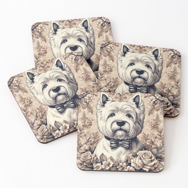 Item preview, West Highland Terrier Retro Vintage Aesthetic Floral Dog Art designed and sold by ElegantCat.