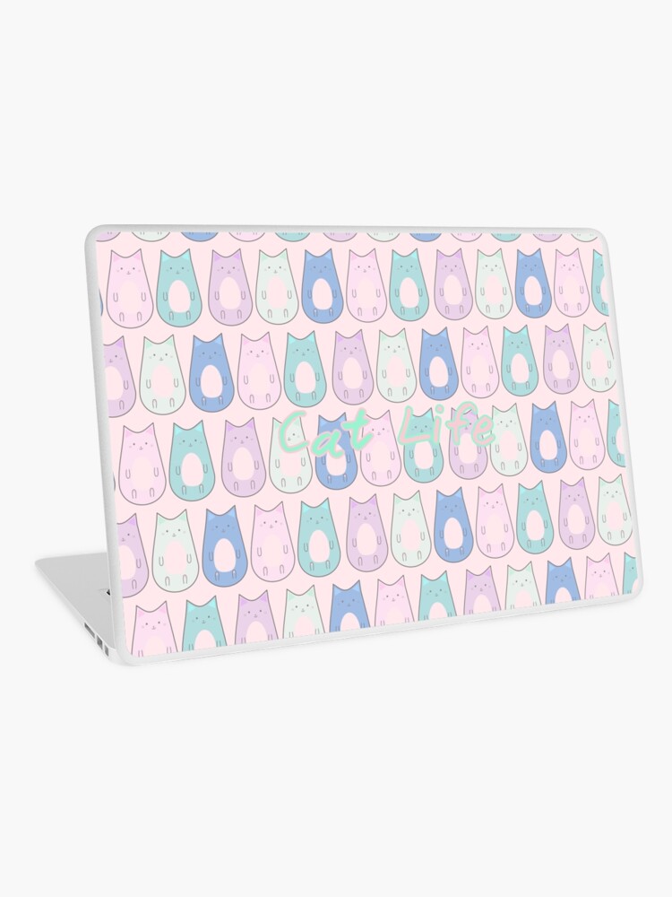 Kawaii Chubby Cats Cat Life Colorful Pattern Wallpaper Laptop Skin By Susurrationstud Redbubble