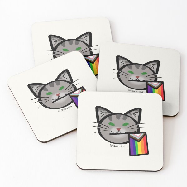 Item preview, Cat with LGBT pride flag (progressive) designed and sold by Teassitoo.